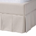 Baxton Studio Astin Platform Bed with Pleated Skirt- Fabric Upholstered Bed Frame with Panel Headboard, Queen - BSOCF0022-5-Pleated Beige-Queen