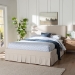 Baxton Studio Astin Platform Bed with Pleated Skirt- Fabric Upholstered Bed Frame with Panel Headboard, Queen - BSOCF0022-5-Pleated Beige-Queen