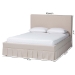 Baxton Studio Astin Platform Bed with Pleated Skirt- Fabric Upholstered Bed Frame with Panel Headboard, Queen - BSOCF0022-5-Pleated Beige-Queen