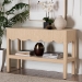 bali & pari Mason Natural Grasscloth Console Table - Two-Tier Entryway Table with Scalloped Apron, Modern Coastal Accent Table for Living Room or Hallway - BSOMason-Faux Raffia-Console Table