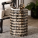 bali & pari Paulo Decorative End Table with Bamboo Diamond Pattern - Modern Accent Side Table for Living Room or Bedroom, Round - BSOF2502-FT25-Capiz-ET
