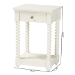 Baxton Studio Terentia Nightstand with Bobbin Legs - 1-Drawer Bedroom Side Table with Storage Shelf, White - BSOKL-1757-1 DRW-White/Wooden-NS