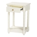 Baxton Studio Terentia Nightstand with Bobbin Legs - 1-Drawer Bedroom Side Table with Storage Shelf, White - BSOKL-1757-1 DRW-White/Wooden-NS