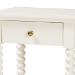 Baxton Studio Terentia Nightstand with Bobbin Legs - 1-Drawer Bedroom Side Table with Storage Shelf, White - BSOKL-1757-1 DRW-White/Wooden-NS