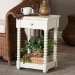 Baxton Studio Terentia Nightstand with Bobbin Legs - 1-Drawer Bedroom Side Table with Storage Shelf, White - BSOKL-1757-1 DRW-White/Wooden-NS