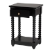 Baxton Studio Terentia Nightstand with Bobbin Legs - 1-Drawer Bedroom Side Table with Storage Shelf, Black - BSOKL-1757-1 DRW-Black/Wooden-NS