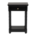 Baxton Studio Terentia Nightstand with Bobbin Legs - 1-Drawer Bedroom Side Table with Storage Shelf, Black - BSOKL-1757-1 DRW-Black/Wooden-NS