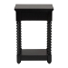 Baxton Studio Terentia Nightstand with Bobbin Legs - 1-Drawer Bedroom Side Table with Storage Shelf, Black - BSOKL-1757-1 DRW-Black/Wooden-NS