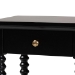 Baxton Studio Terentia Nightstand with Bobbin Legs - 1-Drawer Bedroom Side Table with Storage Shelf, Black - BSOKL-1757-1 DRW-Black/Wooden-NS