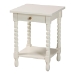 Baxton Studio Niklas Nightstand with Twisted Legs - 1-Drawer Bedroom Side Table with Storage Shelf, White