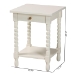 Baxton Studio Niklas Nightstand with Twisted Legs - 1-Drawer Bedroom Side Table with Storage Shelf, White - BSOKL-1734-Niklas-White/Wooden-NS