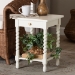 Baxton Studio Niklas Nightstand with Twisted Legs - 1-Drawer Bedroom Side Table with Storage Shelf, White - BSOKL-1734-Niklas-White/Wooden-NS