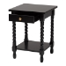 Baxton Studio Niklas Nightstand with Twisted Legs - 1-Drawer Bedroom Side Table with Storage Shelf, Black - BSOKL-1734-Niklas-Black/Wooden-NS