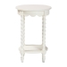 Baxton Studio Sally Round Nightstand with Bamboo Inspired Legs - Scalloped Bedroom Side Table with Open Shelf, White - BSOKL-1739-Sally Round-White/Wooden-NS