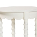 Baxton Studio Sally Round Nightstand with Bamboo Inspired Legs - Scalloped Bedroom Side Table with Open Shelf, White - BSOKL-1739-Sally Round-White/Wooden-NS