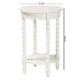 Baxton Studio Sally Round Nightstand with Bamboo Inspired Legs - Scalloped Bedroom Side Table with Open Shelf, White - BSOKL-1739-Sally Round-White/Wooden-NS