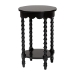 Baxton Studio Sally Round Nightstand with Bamboo Inspired Legs - Scalloped Bedroom Side Table with Open Shelf, Black