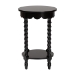 Baxton Studio Sally Round Nightstand with Bamboo Inspired Legs - Scalloped Bedroom Side Table with Open Shelf, Black - BSOKL-1739-Sally Round-Black/Wooden-NS