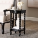 Baxton Studio Sally Round Nightstand with Bamboo Inspired Legs - Scalloped Bedroom Side Table with Open Shelf, Black - BSOKL-1739-Sally Round-Black/Wooden-NS