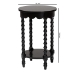 Baxton Studio Sally Round Nightstand with Bamboo Inspired Legs - Scalloped Bedroom Side Table with Open Shelf, Black - BSOKL-1739-Sally Round-Black/Wooden-NS