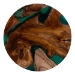 bali & pari Amada Teak Wood Epoxy Resin End Table - Round Live Edge Side Table with Branch Legs, Handcrafted Modern Rustic Accent Table - BSOAmada-Patterned Resin-ET-Boxed