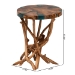 bali & pari Amada Teak Wood Epoxy Resin End Table - Round Live Edge Side Table with Branch Legs, Handcrafted Modern Rustic Accent Table - BSOAmada-Patterned Resin-ET-Boxed