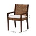 bali & pari Cordoba 2-Piece Handwoven Seagrass Armchairs - Solid Mango Wood Frame Dining Chair with Woven Seat and Backrest, Rustic Boho Style Kitchen or Dining Room Seating, Dark Brown - BSOCabra-Brn Wood/Nat Seagrass-Cushion-AC-KD Box