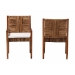 bali & pari Chabela 2-Piece Handwoven Seagrass Armchairs - Solid Mango Wood Frame Dining Chair with Woven Seat and Backrest, Rustic Boho Style Kitchen or Dining Room Seating, Medium Brown - BSOCabra-LtBrnWood/NatSeagrass-Cushion-AC-KD Box