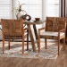 bali & pari Chabela 2-Piece Handwoven Seagrass Armchairs - Solid Mango Wood Frame Dining Chair with Woven Seat and Backrest, Rustic Boho Style Kitchen or Dining Room Seating, Medium Brown - BSOCabra-LtBrnWood/NatSeagrass-Cushion-AC-KD Box