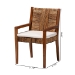 bali & pari Chabela 2-Piece Handwoven Seagrass Armchairs - Solid Mango Wood Frame Dining Chair with Woven Seat and Backrest, Rustic Boho Style Kitchen or Dining Room Seating, Medium Brown - BSOCabra-LtBrnWood/NatSeagrass-Cushion-AC-KD Box