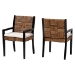 bali & pari Raniya 2-Piece Handwoven Seagrass Armchairs - Solid Mango Wood Frame Dining Chair with Woven Seat and Backrest, Rustic Boho Style Kitchen or Dining Room Seating, Black