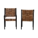 bali & pari Raniya 2-Piece Handwoven Seagrass Armchairs - Solid Mango Wood Frame Dining Chair with Woven Seat and Backrest, Rustic Boho Style Kitchen or Dining Room Seating, Black - BSOCabra-Blk Wood/Nat Seagrass-Cushion-AC-KD Box