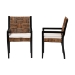 bali & pari Raniya 2-Piece Handwoven Seagrass Armchairs - Solid Mango Wood Frame Dining Chair with Woven Seat and Backrest, Rustic Boho Style Kitchen or Dining Room Seating, Black - BSOCabra-Blk Wood/Nat Seagrass-Cushion-AC-KD Box