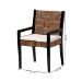 bali & pari Raniya 2-Piece Handwoven Seagrass Armchairs - Solid Mango Wood Frame Dining Chair with Woven Seat and Backrest, Rustic Boho Style Kitchen or Dining Room Seating, Black - BSOCabra-Blk Wood/Nat Seagrass-Cushion-AC-KD Box