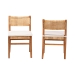 bali & pari Chatura Natural Rattan and Mahogany Wood 2-Piece Dining Side Chair Set - Handwoven Wicker Dining Chair with Angled Back, Coastal Boho Seating for Dining or Kitchen - BSOChao-Natural/Mahogany-Cushion-DC-KD-Box