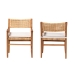 bali & pari Chatura Natural Rattan and Mahogany Wood 2-Piece Dining Armchair Set - Handwoven Wicker Dining Chair with Angled Back, Coastal Boho Seating for Dining or Kitchen - BSOChao-Natural/Mahogany-Arm-DC-Cushion-KD-Box