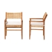 bali & pari Chatura Natural Rattan and Mahogany Wood 2-Piece Dining Armchair Set - Handwoven Wicker Dining Chair with Angled Back, Coastal Boho Seating for Dining or Kitchen - BSOChao-Natural/Mahogany-Arm-DC-Cushion-KD-Box