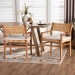 bali & pari Chatura Natural Rattan and Mahogany Wood 2-Piece Dining Armchair Set - Handwoven Wicker Dining Chair with Angled Back, Coastal Boho Seating for Dining or Kitchen - BSOChao-Natural/Mahogany-Arm-DC-Cushion-KD-Box