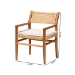 bali & pari Chatura Natural Rattan and Mahogany Wood 2-Piece Dining Armchair Set - Handwoven Wicker Dining Chair with Angled Back, Coastal Boho Seating for Dining or Kitchen - BSOChao-Natural/Mahogany-Arm-DC-Cushion-KD-Box
