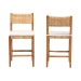 bali & pari Chatura Natural Rattan and Mahogany Wood 2-Piece Counter Stool Set - Handwoven Wicker Stool with Angled Back, Coastal Boho Seating for Kitchen Island, Counter Height - BSOChao-Natural/Mahogany-CS-Cushion-KD-Box
