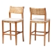 bali & pari Chatura Natural Rattan and Mahogany Wood 2-Piece Bar Stool Set - Handwoven Wicker Stool with Angled Back, Coastal Boho Seating for Lounge, Bar Height