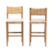 bali & pari Chatura Natural Rattan and Mahogany Wood 2-Piece Bar Stool Set - Handwoven Wicker Stool with Angled Back, Coastal Boho Seating for Lounge, Bar Height - BSOChao-Natural/Mahogany-BS-Cushion-KD-Box