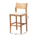 bali & pari Chatura Natural Rattan and Mahogany Wood 2-Piece Bar Stool Set - Handwoven Wicker Stool with Angled Back, Coastal Boho Seating for Lounge, Bar Height - BSOChao-Natural/Mahogany-BS-Cushion-KD-Box