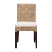 bali & pari Fatima Natural Rattan Dining Chair with Cushion - Handwoven Wicker Side Chair with Basketweave Back and Seat, Coastal Boho Seating for Dining Room or Kitchen - BSOFlat Oval-Grey/Mahogany-Cushion-DC
