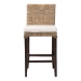 bali & pari Fatima Natural Rattan Counter Stool with Cushion - Handwoven Wicker Stool with Basketweave Back and Seat, Coastal Boho Seating for Kitchen or Dining Area - BSOFlat Oval-Grey/Mahogany-Cushion-CS