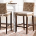 bali & pari Fatima Natural Rattan Counter Stool with Cushion - Handwoven Wicker Stool with Basketweave Back and Seat, Coastal Boho Seating for Kitchen or Dining Area - BSOFlat Oval-Grey/Mahogany-Cushion-CS