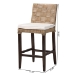 bali & pari Fatima Natural Rattan Counter Stool with Cushion - Handwoven Wicker Stool with Basketweave Back and Seat, Coastal Boho Seating for Kitchen or Dining Area - BSOFlat Oval-Grey/Mahogany-Cushion-CS