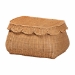 bali & pari Ayleen Natural Rattan Basket Set with Scalloped Lids - Handwoven Wicker Storage Boxes, Boho Coastal Home Decor, 3-Piece Set - BSOAyleen-3PC-Light Honey Rattan-Basket Set