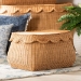 bali & pari Ayleen Natural Rattan Basket with Scalloped Lid - Handwoven Wicker Storage Box, Boho Coastal Home Decor, Small - BSOAyleen-Sm-Light Honey Rattan-Basket