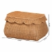 bali & pari Ayleen Natural Rattan Basket with Scalloped Lid - Handwoven Wicker Storage Box, Boho Coastal Home Decor, Small - BSOAyleen-Sm-Light Honey Rattan-Basket